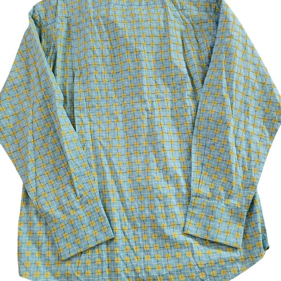NWT Men's Medium Brandini Long Sleeve Turquoise Yellow Dress Button Down Shirt - Picture 5 of 5